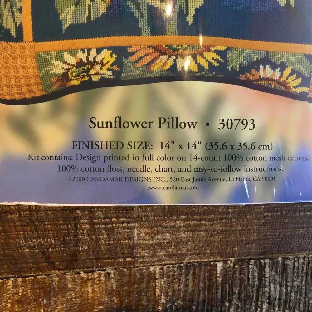 Candamar Designs Needlepoint Kit Sunflower Pillow 14x14 30793 Cross Stitch NEW